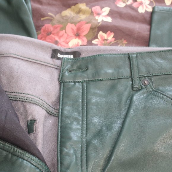 Express Green Leather Pants - Picture 4 of 4